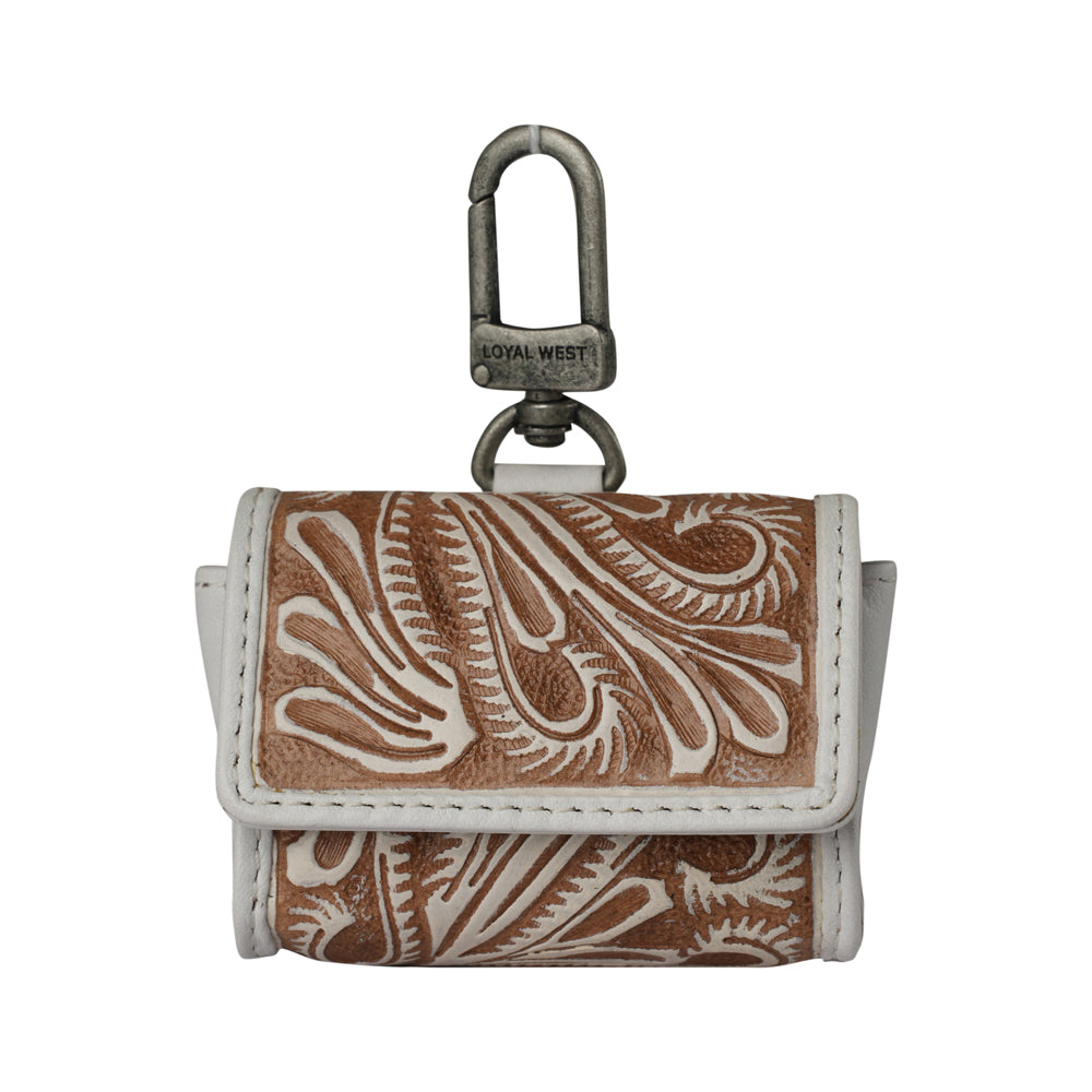 Handtooled Gloriana Clip-On Bag Charm - Ivory Dust