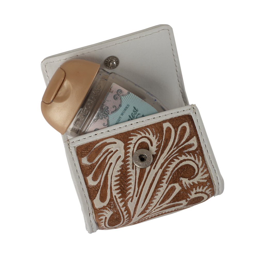 Handtooled Gloriana Clip-On Bag Charm - Ivory Dust