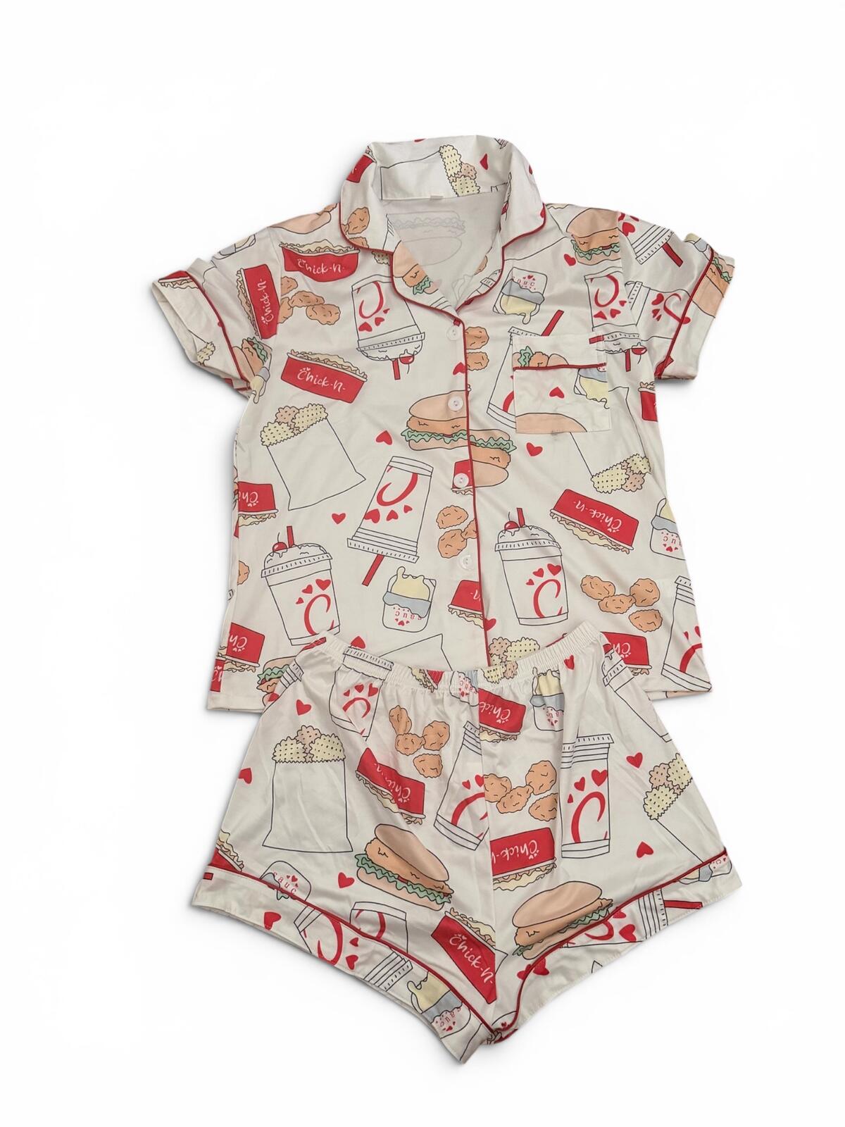 Pajama Set Cream Size Small Cute