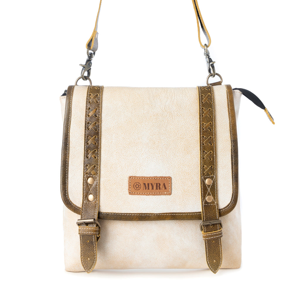 Myra Boss Hide Western Concealed Carry Bag for Women in creme with leather detail
