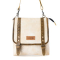 Myra Boss Hide Western Concealed Carry Bag for Women in creme with leather detail