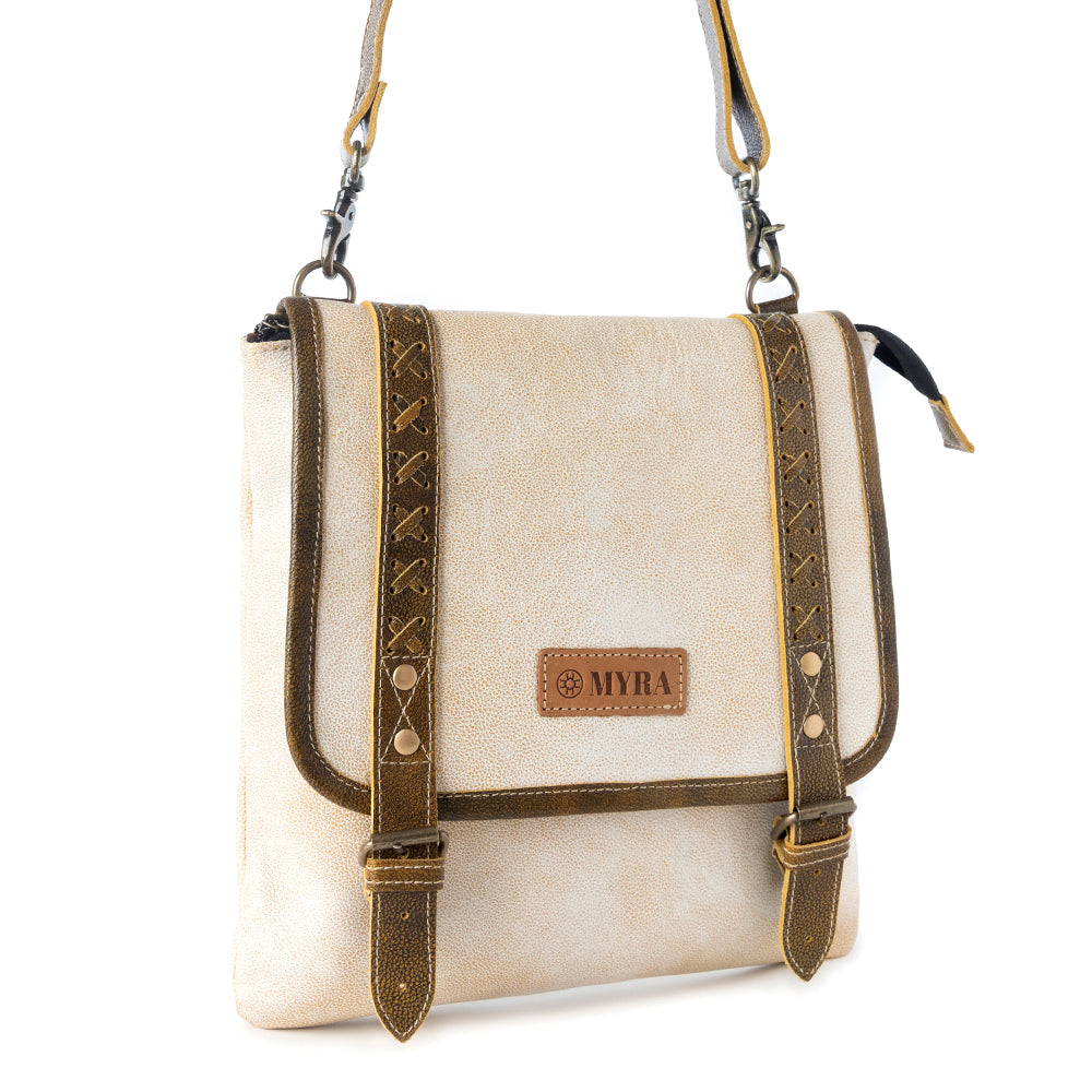 Myra Boss Hide Western Concealed Carry Bag for Women in creme with leather detail