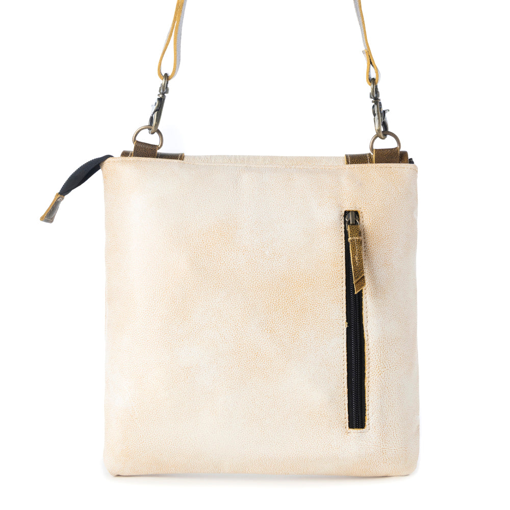 Myra Boss Hide Western Concealed Carry Bag for Women in creme with leather detail