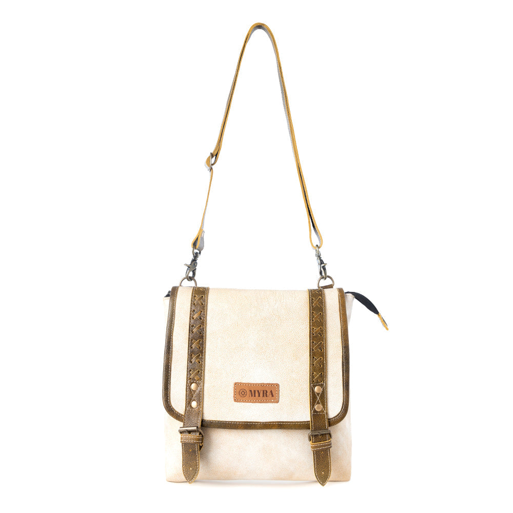 Myra Boss Hide Western Concealed Carry Bag for Women in creme with leather detail