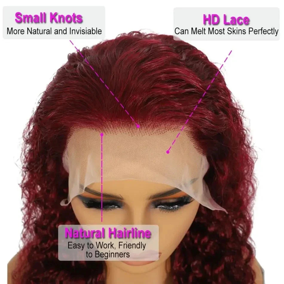 Bob Wigs Lace Front Human Hair Wigs 13x4 Burgundy Straight
