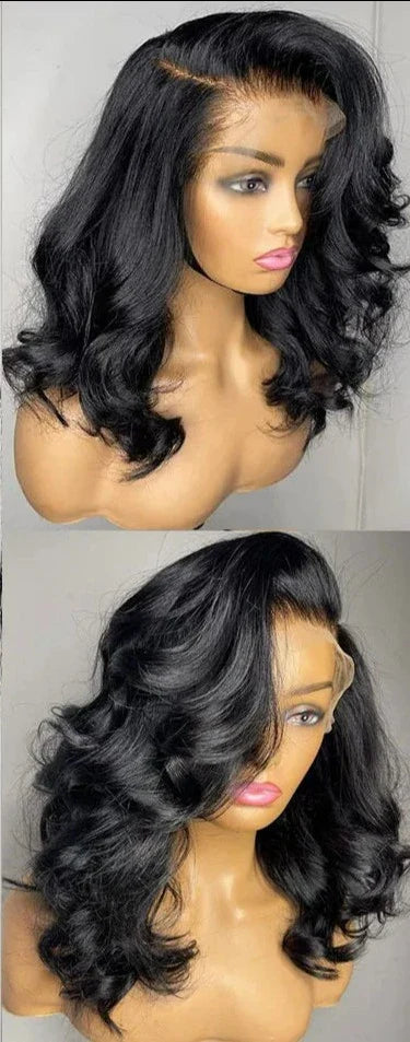 Body Wave Short Bob Wig Transparent Lace Front PrePlucked 13x4 Body Wave Lace