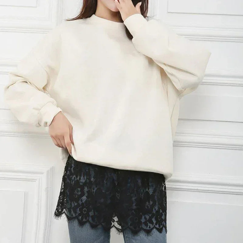 Women Eyelash Floral Lace Shirt Extender Adjustable Layered Faux Top Hem Lower Sweep Mini Skirt Half Slip Underskirt