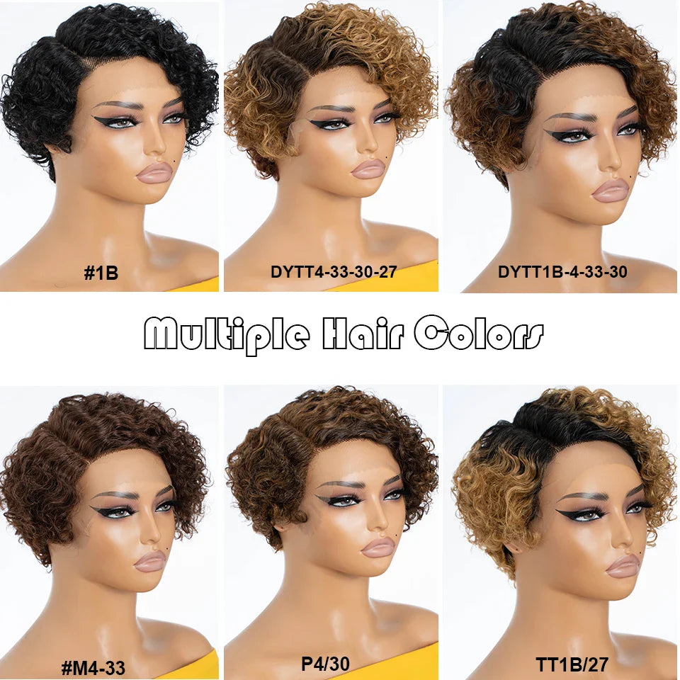 Natural Black Pixie Cut Wig | Short Curly Bob 13x1 Lace Front Human Hair (Pre-Plucked)