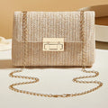 Fashion Crossbody Bags for Women | Simple Straw Shoulder Bag & Women's Lock Closure Bag (Small Square Purse Summer Money Bag)