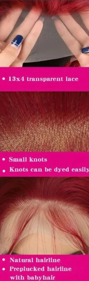 Bob Wigs Lace Front Human Hair Wigs 13x4 Burgundy Straight