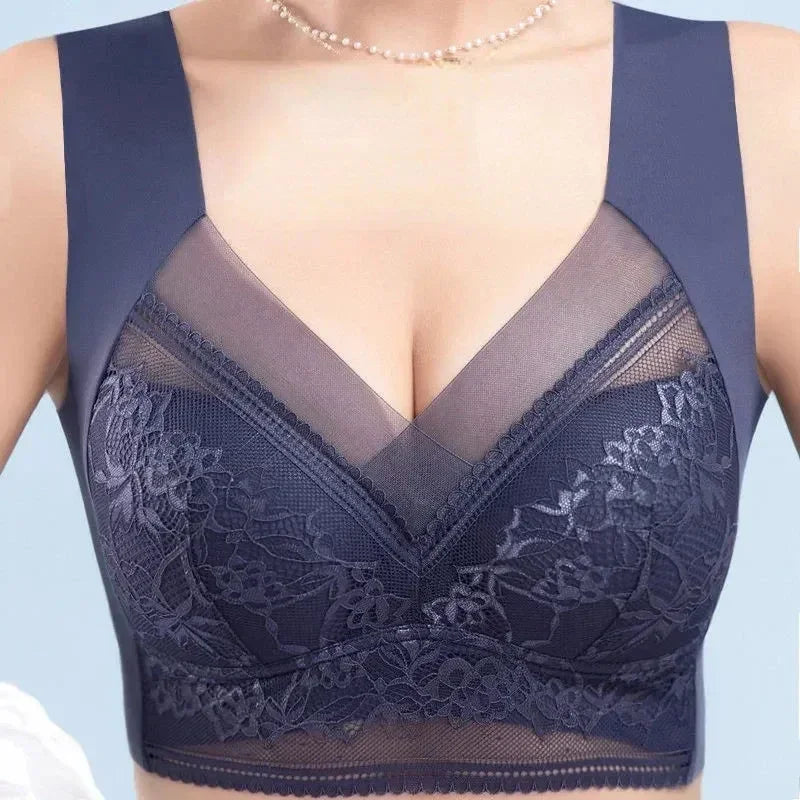 L-6L Women Large Bra Push Up Ice Silk Seamless upper Bralette Lace Wireless Summer Bras Plus Size Top Lingerie Underwear 15019