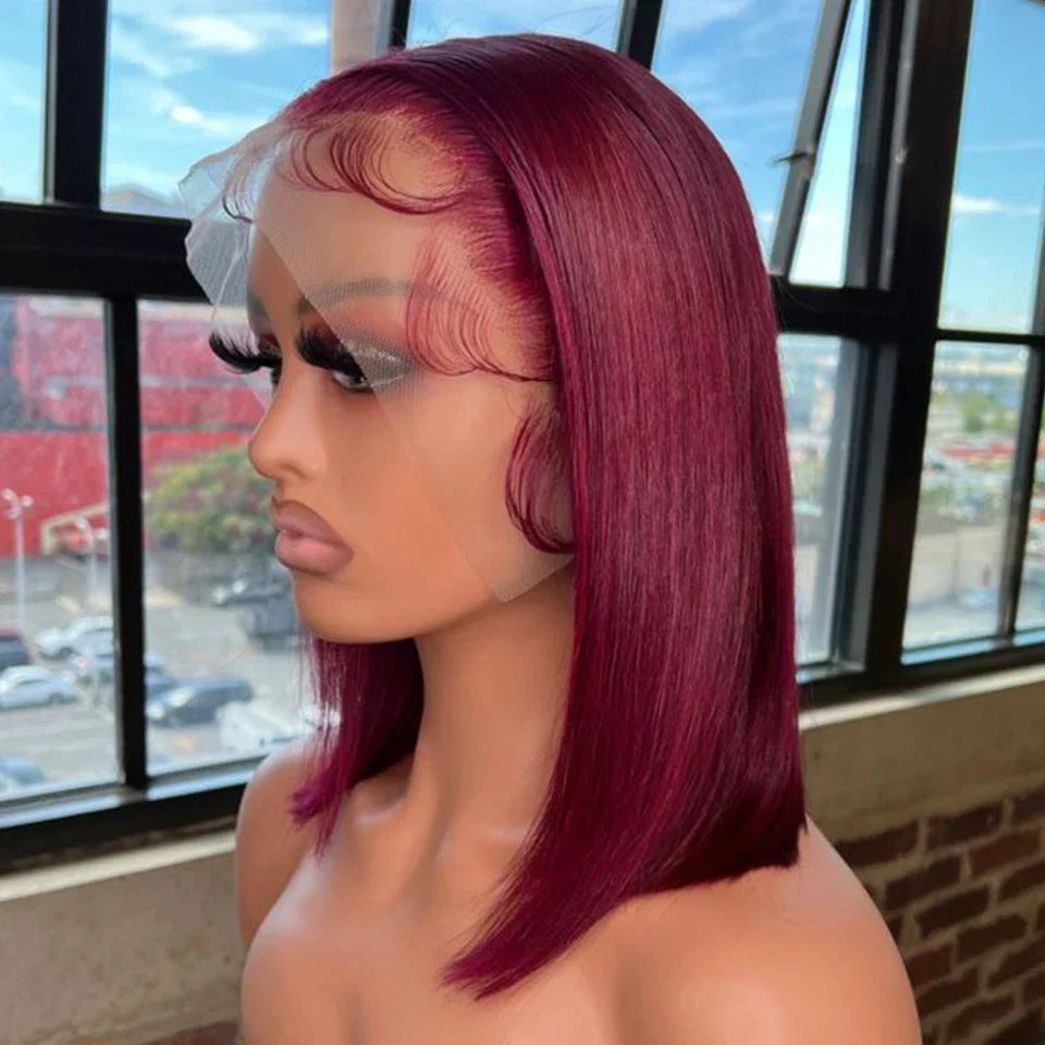 Rebecca #33 Reddish Brown Bob Wig | 13x6x1 T-Part Peruvian Remy Human Hair