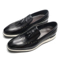 Top Grade Luxury Men's Genuine Leather Loafers | Original Stripe Rivets & Tassel Casual Flat Shoes