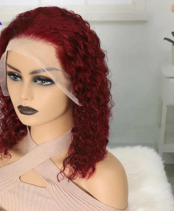 Bob Wigs Lace Front Human Hair Wigs 13x4 Burgundy Straight