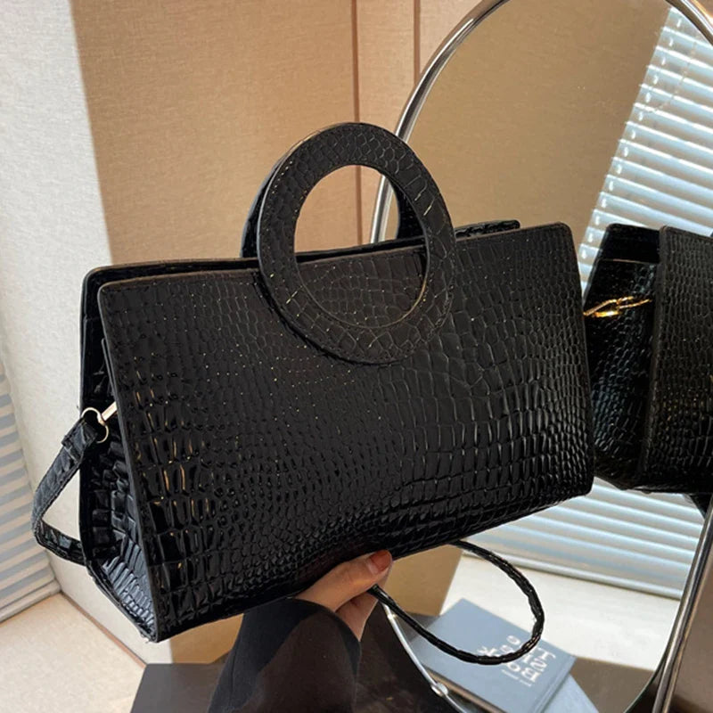 Luxury Crocodile Pattern Women's Handbag | Fashion Shoulder & Crossbody Bag (Famous Brand Designer PU Leather, Large Capacity)