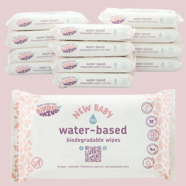 Kinder by Nature 100% Biodegradable Water-Based Baby Wipes - 672 Count (12 packs of 56 wipes)