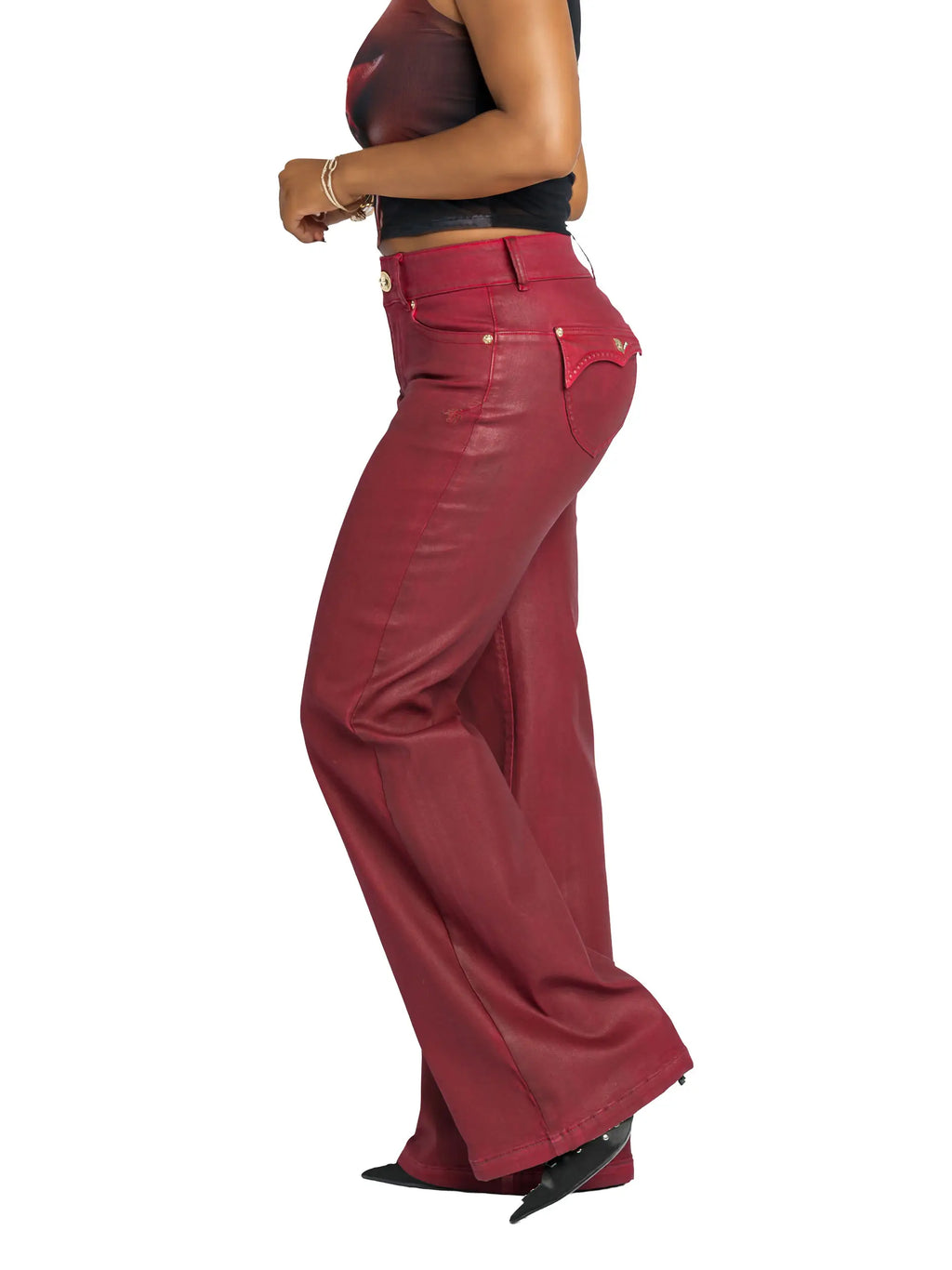 Low Rise Wide Leg Jean - Red Delicious