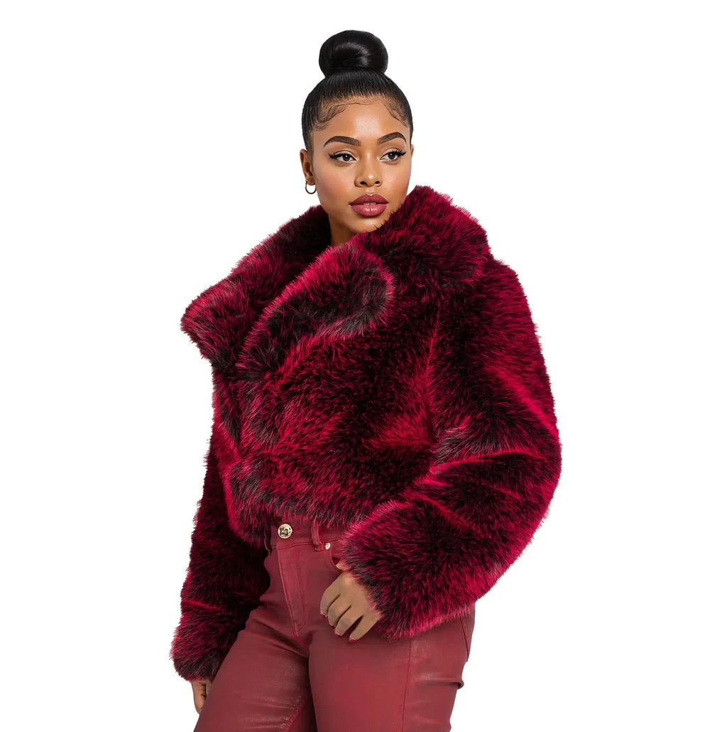 Y2K Fur Jacket - Red Delicious