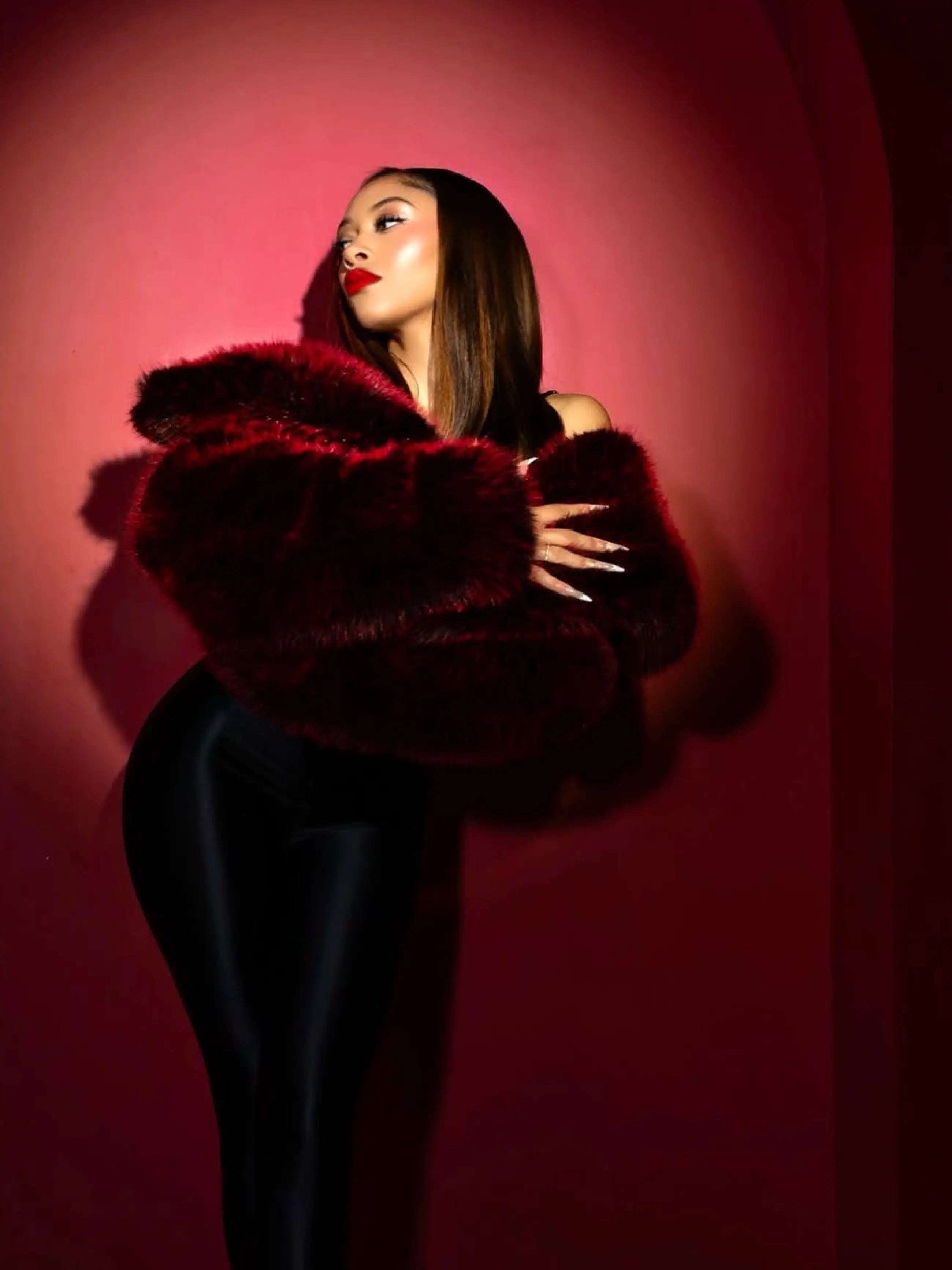 Y2K Fur Jacket - Red Delicious