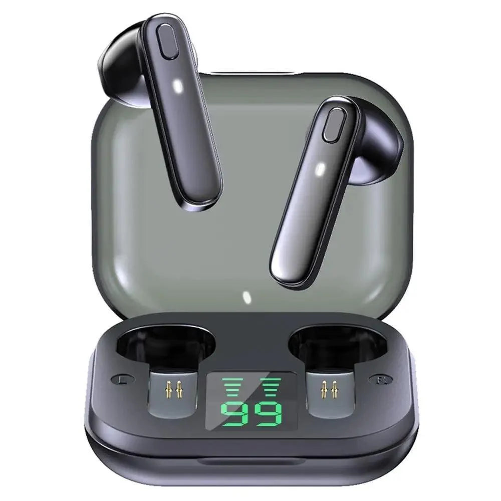 Black Bluetooth-Compatible Wireless Bass Ear Buds Stereo Headphone With Mic Touch Control Bluetooth Lightweight Earphones