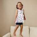 4th of July Flag Print Bamboo Peplum Top & Bike Shorts