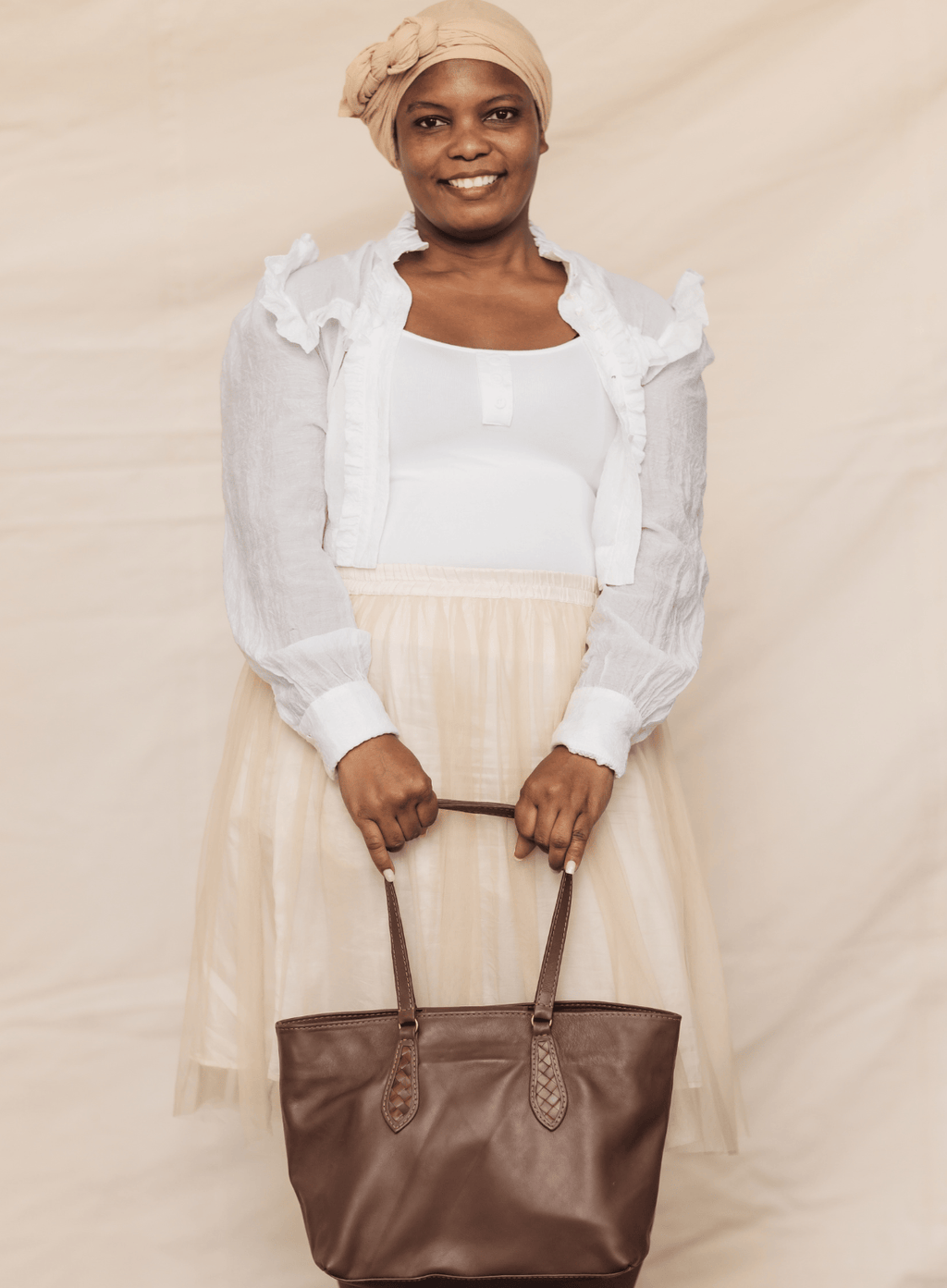 Middle Size Leather Tote