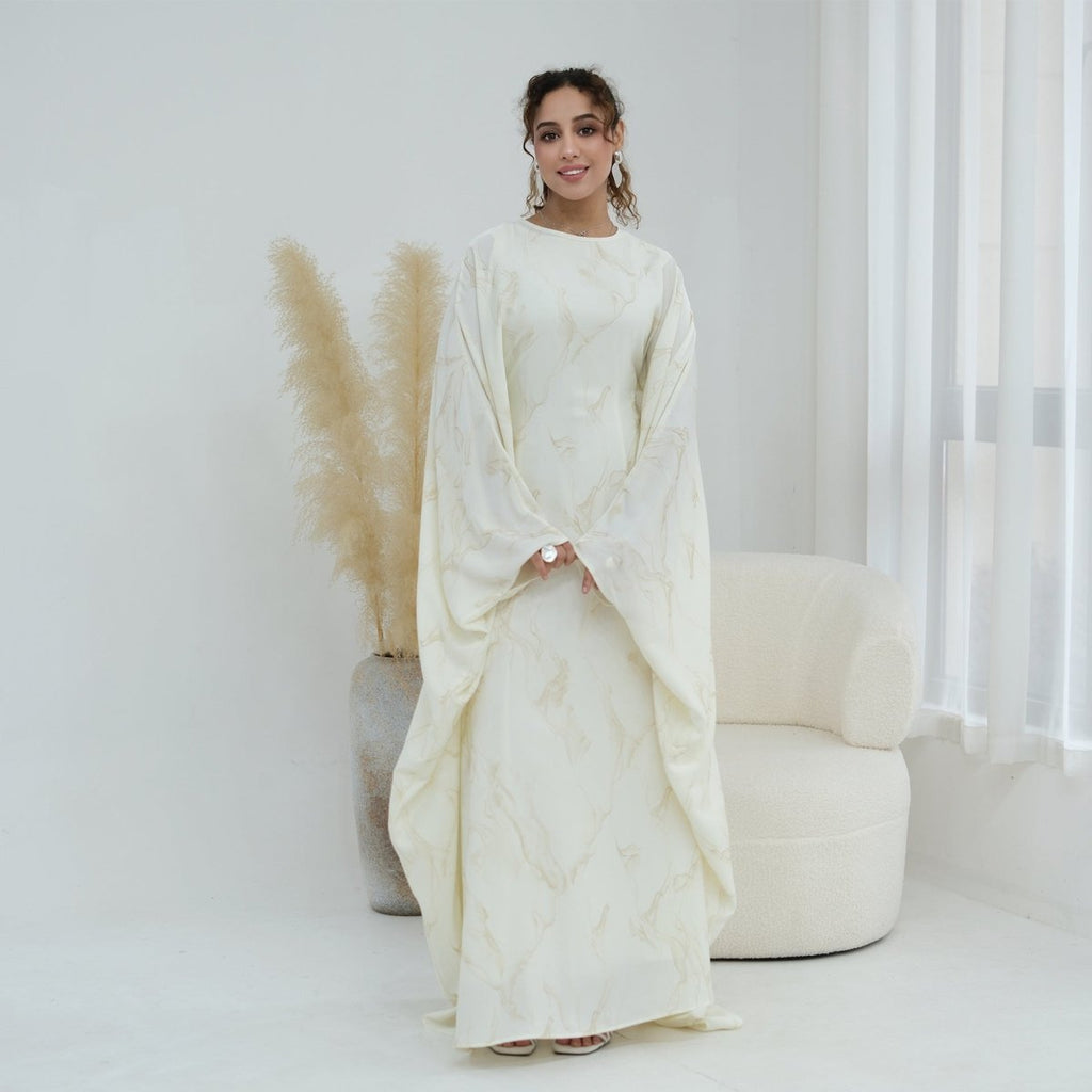 Print Batwing Sleeve Maxi Dress(MA446)