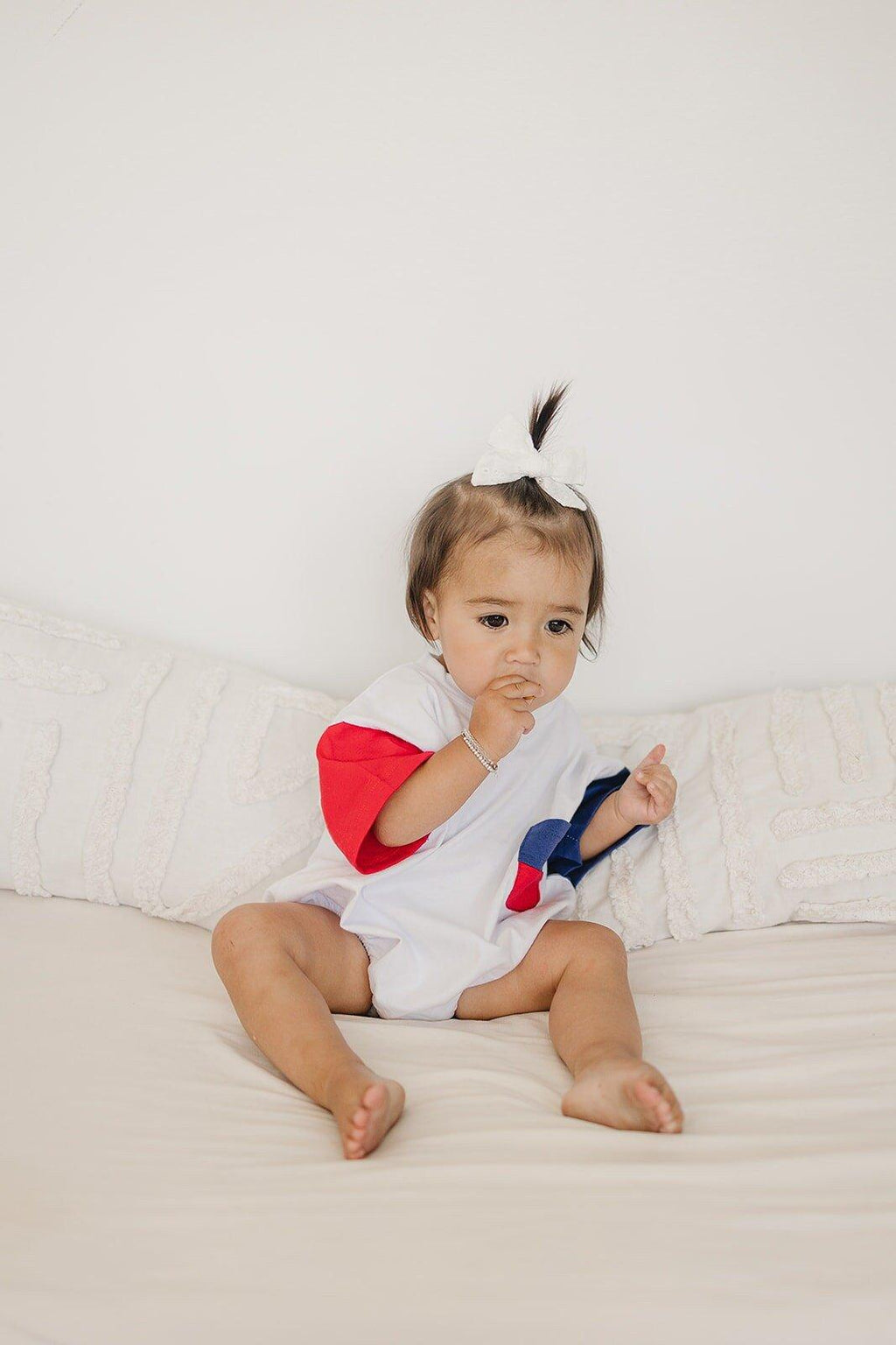Red, White & Blue Colorblock Pocket T-Shirt Romper