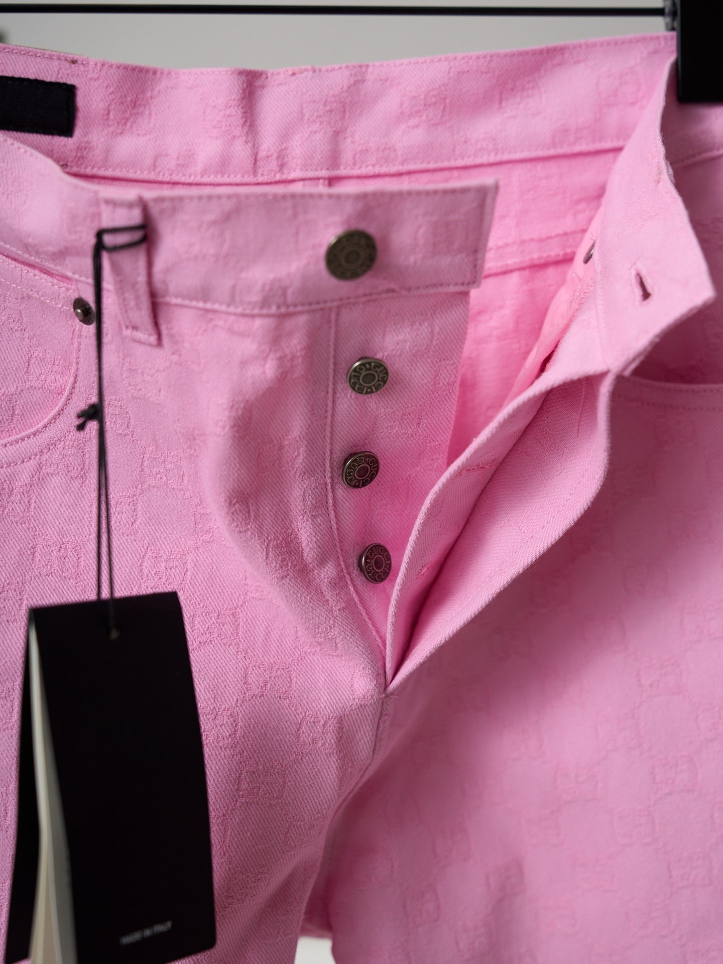 Gucci Pink or White All-over Jacquard Denim Jeans