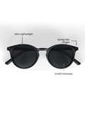 Black Round Polarized Sunglasses - Black Lens UV400 for Men & Women