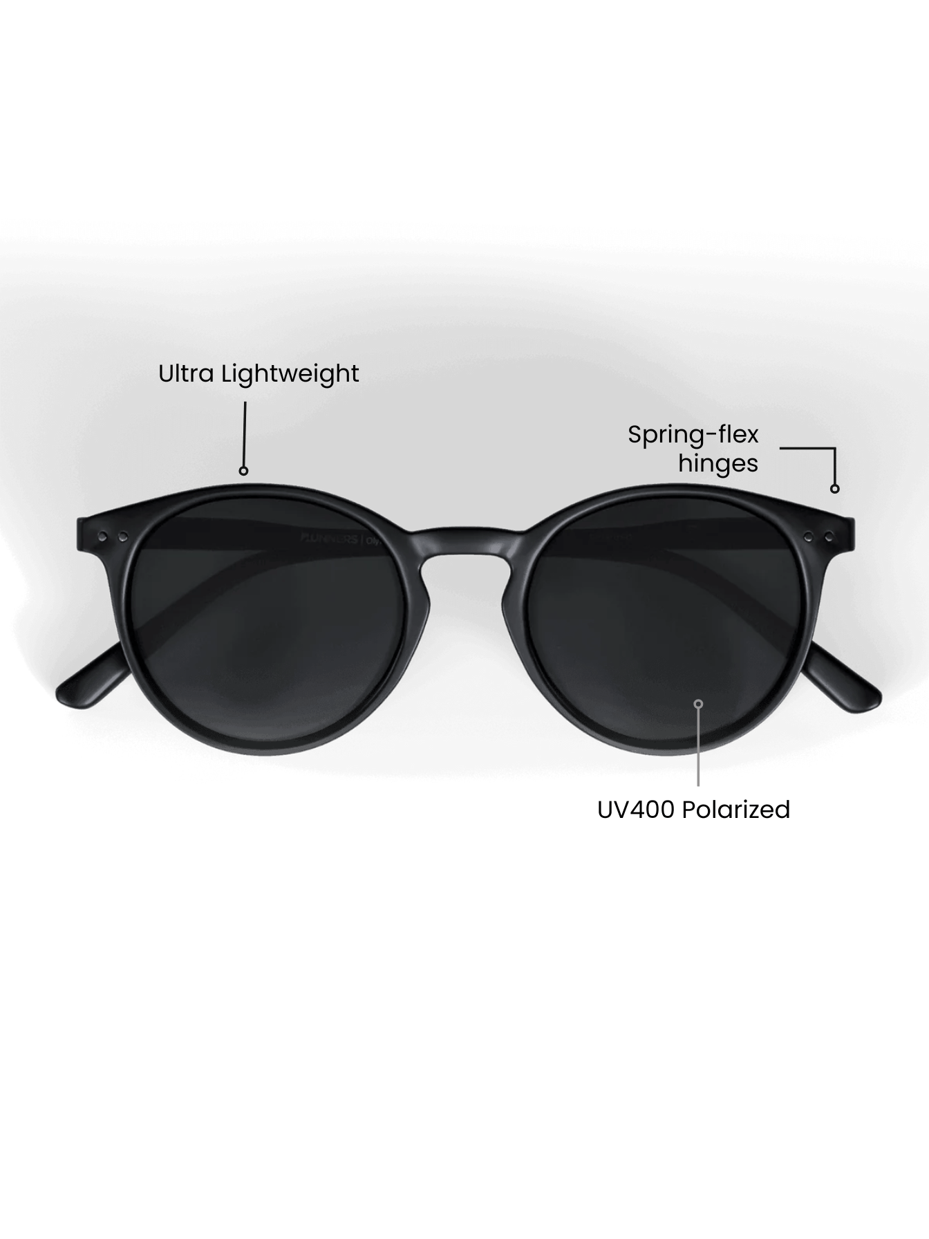 Black Round Polarized Sunglasses - Black Lens UV400 for Men & Women