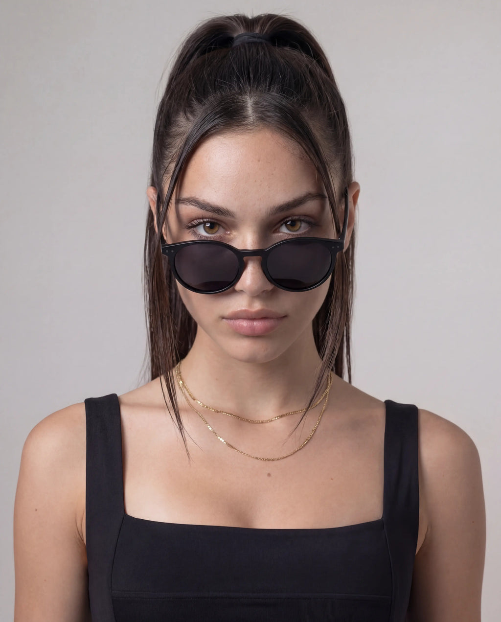 Black Round Polarized Sunglasses - Black Lens UV400 for Men & Women